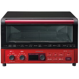 日立 [在庫限り]コンベクション オーブントースター 1300W 4枚焼き 遠赤ヒーター ノンフライ調理 メタリックレッド HMO-F100-R