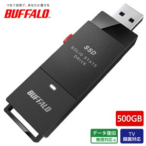 BUFFALO �o�b�t�@���[ �O�t��SSD �|�[�^�u�� USB3.2 Gen1 �X�e�B�b�N�^ TV�^��Ή� �u���b�N SSD-PUTU3BC/D 250GB/500GB/1TB/2TB