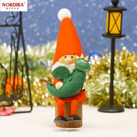 NORDIKA Nisse 【限定商品】クリスマス人形 ドラゴンを抱えたサンタ 約150mm エストニア製 NRD120764