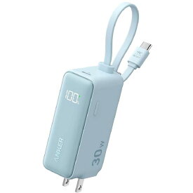 ANKER Power Bank 30W Fusion Built-In USB-C ケーブル5000mAh/LEDディスプレイ搭載 ブルー A1636N31