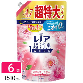 【お買い物マラソン開催中！】 P&G レノア 超消臭1WEEK 柔軟剤 フローラルフルーティーソープ 詰め替え 超特大 1510mL×6袋 4987176255501