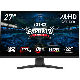 MSI 高画質・高速応答対応RAPID IPSパネル搭載ゲーミングモニター 27インチフルHD1920×1080 GTG最小値 MAG-272F