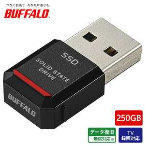 BUFFALO �O�t��SSD �|�[�^�u�� USB3.2 Gen2 ���^ TV�^��Ή� 250GB �u���b�N SSD-PST250U3BA/D