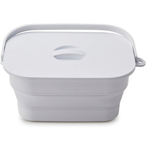 イセトウ 折りたためるつけ置き洗いバケツ ホワイト 7L 洗濯板付 たたんでコンパクト 吊り下げ用フック付