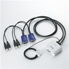 ELECOM USB対応ケーブル一体型パソコン切替器 D-sub対応 KVM-KUSN