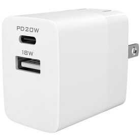 オウルテック AC/USB充電器/PD20W/2ポート/ホワイト OWL-APD20C1A1-WH