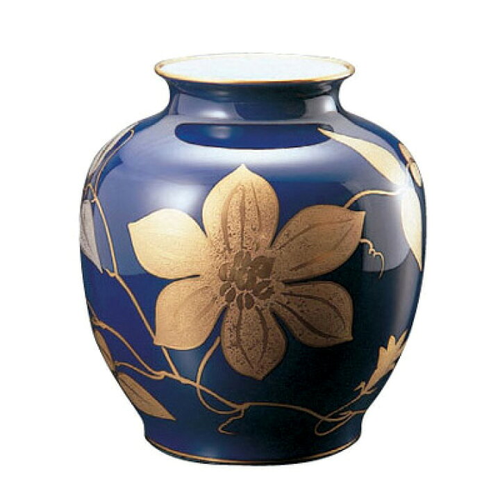 楽天市場】皇室御用達 大倉陶園 日本製 ルリ金蝕鉄線 花瓶 花生 29cm 