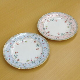 ノリタケ ( NORITAKE ) 花更紗 21cmプレートペアセット ( ピンク＆ブルー ) [ブランドロゴ入りギフトBOX] 人気 ギフト 御祝 結婚祝 出産祝 新築祝 結婚内祝 出産内祝 新築内祝 粗品 景品 記念品 歳祝