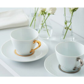 【 あす楽 土日・祝日対応 】ノリタケ ( NORITAKE ) アミ ティー・コーヒーカップ＆ソーサーペア 210ml ( ゴールド ＆ プラチナ ) [ブランドロゴ入りギフトBOX] 人気 ギフト 御祝 結婚祝 出産祝 新築祝 結婚内祝 出産内祝 新築内祝 景品 記念品 歳祝