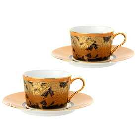ノリタケ ( NORITAKE ) 日本製 オマージュコレクション 橙絵花鳥文 カプチーノ コーヒーカップ＆ソーサーペア 210ml [ブランドロゴ入りギフトBOX] 人気 ギフト 御祝 結婚祝 出産祝 新築祝 結婚内祝 出産内祝 新築内祝 各種内祝 快気祝 粗品 記念品 歳祝
