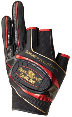 サンラインMAGグローブSUG-514(3本)ブラック×レッド手袋3本指カットSUNLINEMag-Glove【1個までメール便OK】釣り具フィッシング手袋グローブウェア用品磯釣りフカセウキ釣り