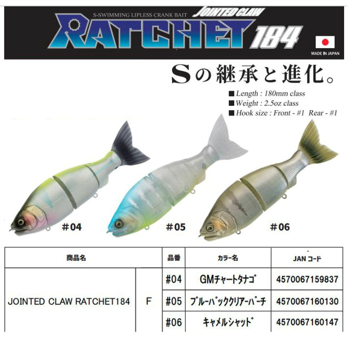 楽天市場】ガンクラフト ラチェット184 新色 ジョイントビッグベイト 