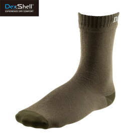 DexShell デクシェル 靴下 防水ソックス 薄手 ウルトラシン・クルー 546オリーブ 防水透湿 吸水速乾 抗菌防臭 春夏 CARAVAN キャラバン D143045 DEXD143045546