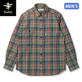 フォックスファイヤー Foxfire メンズ 長袖シャツ TSメランジチェックシャツ アッシュグリーン(246) 中厚地 アウトドア FOX5112530246