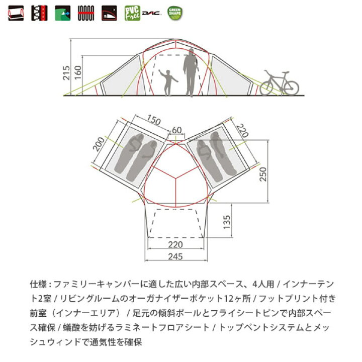 楽天市場】VAUDE ファウデ バダウィ 4P Badawi 4P 2シーズン対応 大型 