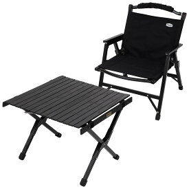 Hilander(ハイランダー) 【お得なセット】ウッドロールトップテーブルLIGHT 60+ウッドフレームチェアEX ブラックセット HCJ-035+HCJ-032