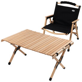 Hilander(ハイランダー) 【お得なセット】ウッドロールトップテーブルEX 90+ウッドフレームチェアEX HCJ-003+HCJ-037