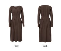 ニットワンピースニットワンピースレディース秋冬カシュクールプリーツvネックハイウエストスリム長袖厚手ボタン膝下丈マキシ丈ロング丈ロングワンピースプリーツワンピースきれいめAライン無地体型カバー送料無料