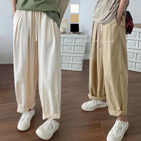 ワイドパンツ レディース きれいめ 春 夏 大きいサイズ ウエストゴム パンツ イージーパンツ 涼しい 綿麻 リネン ボトムス コットン リラックス ルーズ シンプル ゆったり 大きいサイズ 体型カバー きれい ストレート 綿パン