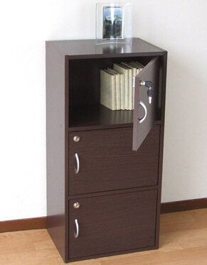 鍵付シンプルフラップシェルフ::3段::画像1