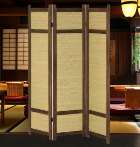 たたみ パーテーション The Kyoto 折りたたみ式 折畳 折り畳み 3連 イ草 い草 井草 間仕切り 和風 民芸和家具風