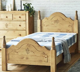 カントリー家具 ベッド 天然木製 パイン材 無垢 オイル塗装 シングル セミダブル ダブル