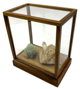 水石 台座 木製ミニガラスショーケース 石 ストーン ルース 指輪 リング ピアス ディスプレイショーケース 小物 コレクションケース アクセサリーケース