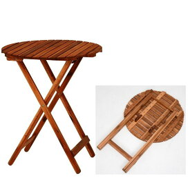 折りたたみ式 カフェテーブル ガーデンテーブル 天然木製 アカシア材 オイル塗装 折り畳み式 フォールディング table テラス サイドテーブル 円卓 ラウンドテーブル