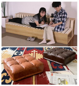 木製すのこソファベッド 組み合わせ自在 DIY レザークッション 極厚座布団