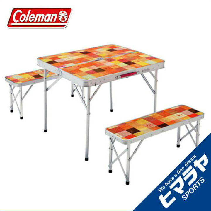 楽天市場 コールマン テーブルベンチセット ナチュラルモザイク ファミリーリビングセット ミニプラス Coleman ヒマラヤ 楽天市場店