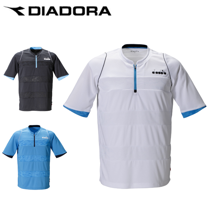 購入後レビュー記入でクーポンプレゼント中 ディアドラ テニスウェア ついに再販開始 ゲームシャツ ZIPトップ メンズ DTP0532 DIADORA 物品