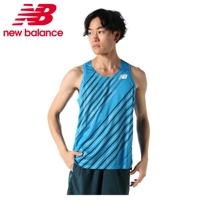 楽天市場 ニューバランス ランニングウェア Tシャツ ノースリーブ メンズ Hanzo Race レース シングレット Amt011 Vsb New Balance ヒマラヤ楽天市場店