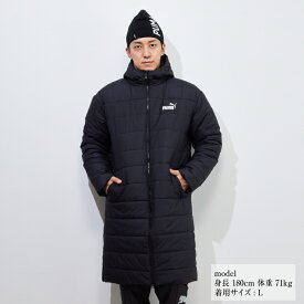 プーマ ベンチコート 中綿 メンズ ESS+パデッドコート 672446 PUMA ロングコート ロング丈 保温 防寒 冬 暖かい スポーツ観戦