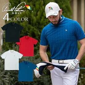 アーノルドパーマー ゴルフウェア 半袖シャツ メンズ モノグラムジャガードモック半袖シャツ arnold palmer AP220101M17