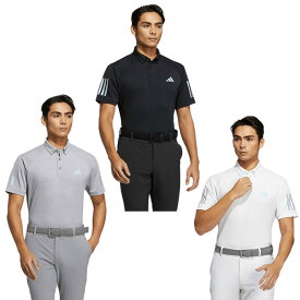 アディダス ゴルフウェア ポロシャツ 半袖 メンズ スリーストライプス 半袖ボタンダウンシャツ EAU32 adidas