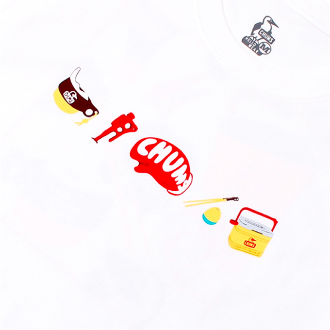 福袋セール】 チャムス CHUMS Tシャツ CH01-2194 半袖 Popin Gear メンズ T-Shirt キャンプギアポップインアートTシャツ  Camp Art White ウェア