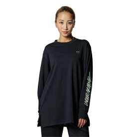 アンダーアーマー Tシャツ 長袖 レディース UAヘビーウェイト テキストロゴ ロングスリーブTシャツ 1384111-001 UNDER ARMOUR