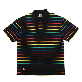チャムス CHUMS ポロシャツ 半袖 メンズ オーバーサイズドブービーボーダーポロシャツ CH02-1213 Black/Rainbow