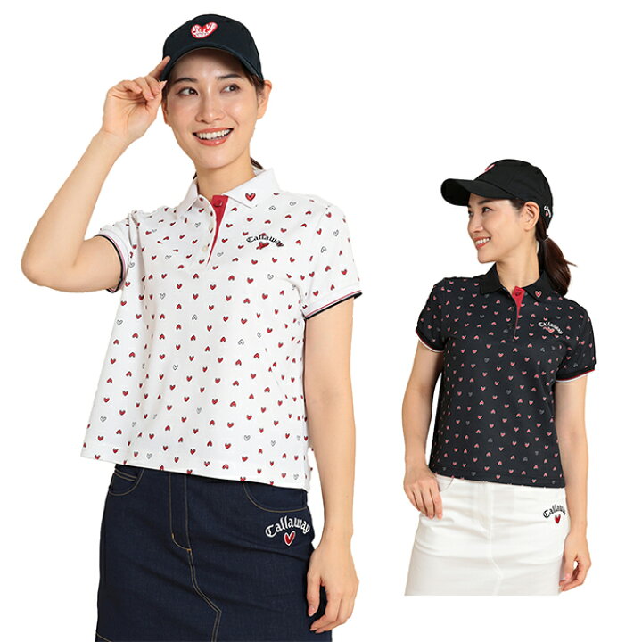 CALLAWAY キャロウェイ 半袖ポロシャツ ドット柄 レッド系 L 