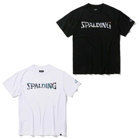 スポルディング SPALDING バスケットボールウェア 半袖シャツ メンズ レディース Tシャツ オーバーラップド カモ ロゴ SMT24004