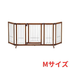 【全品対象最大10％OFFクーポン！ 8/4 20:00〜8/11 1:59】リッチェル 木製おくだけドア付ゲート M ブラウン 小型犬用 ペット用品 仕切り パーテーション ドア付き リッチェル Richell 6114070 【ご自宅配送限定】‥