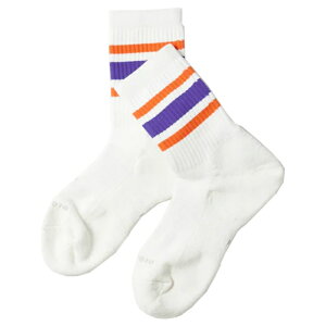 ���g�g ROTOTO �\�b�N�X �����Y ���f�B�[�X WASHI CUSHION STRIPE CREW SOCKS ���V�N�b�V���� �X�g���C�v�N���[�\�b�N�X R1534 ORANGE/PURPLE