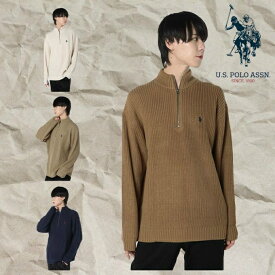 ユーエスポロアッスン U.S. POLO ASSN. セーター メンズ レディース Half Zip Knit ハーフジップニット ダブルホースマン刺繍 PLM43401【ご自宅配送限定】‥