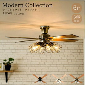 ジャヴァロエルフ JAVALOELF 照明 Modern Collection シーリングファン フィラメントLED 6灯 JE-CF048 【ご自宅配送限定】‥