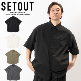 セトアウト SETOUT 半袖シャツ メンズ ナチュラルテック SS ビッグシャツ ブラック カーキ チャコール アイボリー SO171136D13