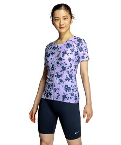 ナイキ NIKE フィットネス水着 セパレート レディース 総柄半袖フルジップセパレーツ 2993149