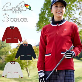 アーノルドパーマー ゴルフウェア ブルゾン レディース ノーカラーニットジップJK AP220406E01 【2025年秋冬モデル】