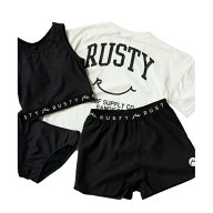 ラスティ(RUSTY) 水着 タンキニ 女の子 ジュニア KIDSキッズ裾ドロストニコちゃんラッシュTシャツ付き 96…