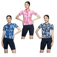 ナイキ(NIKE) フィットネス水着 セパレート レディース 総柄フルジップ半袖セパレーツ 2993175