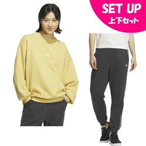 ySiΏۍő10OFFN[|! 9/25 23:59܂ŁzAfB_X XEFbgEFA㉺Zbg fB[X WORDING LOOSE FIT FRENCHTERRY CREW SWEATSHIRT+PANTS JG8173 KTX50+JG8145 KTX51 adidas